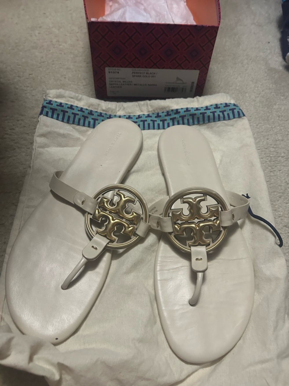 TORY BURCH crystal MILLER leather sandals. - Picture 12 of 16